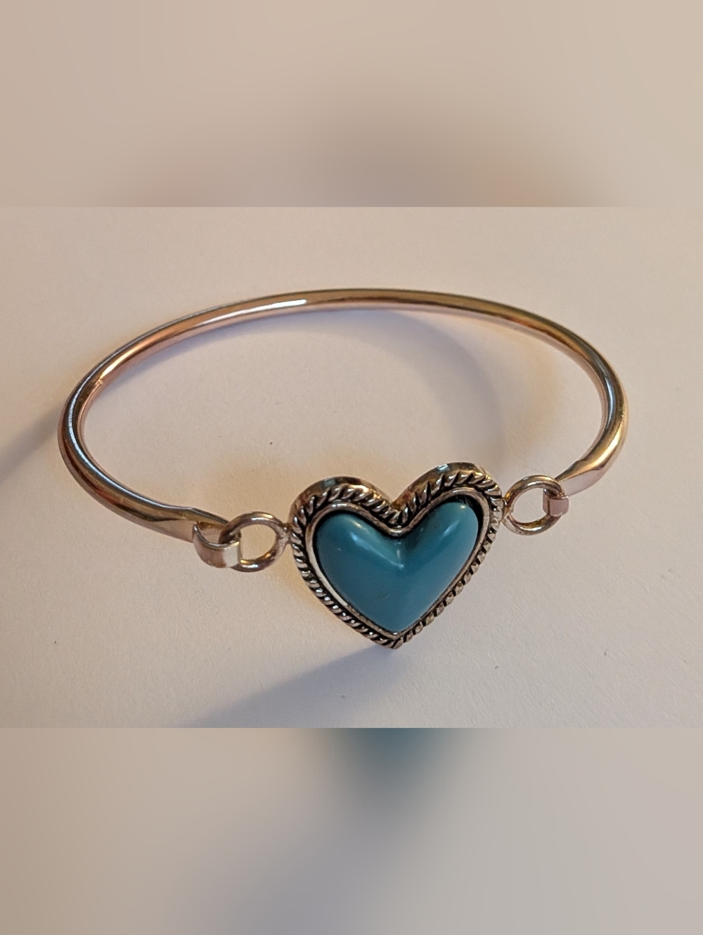 Turquoise Heart Silver-Tone Bracelet - Women's Jewelry